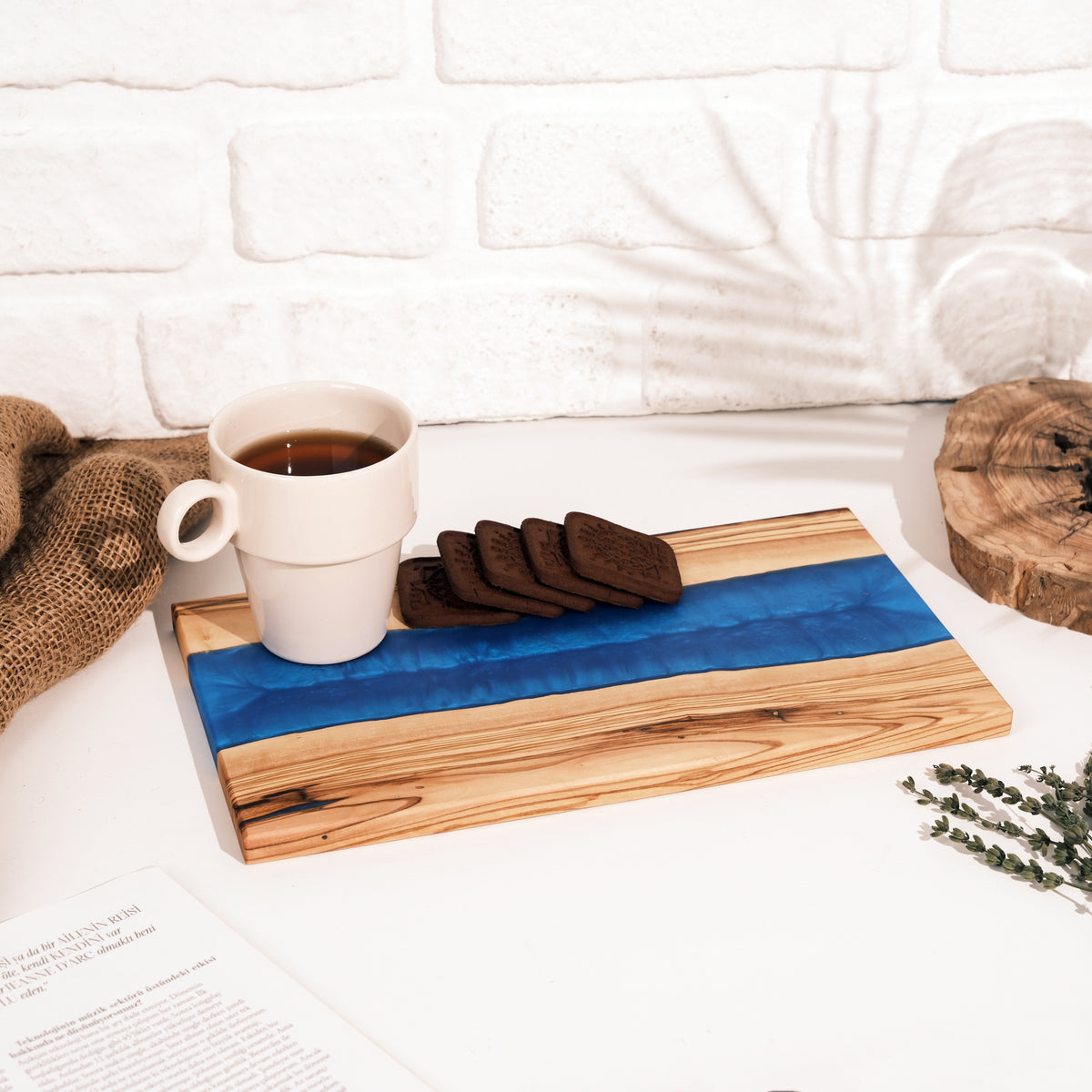 Blue Resin River Olive Wood Serving Board - view 3