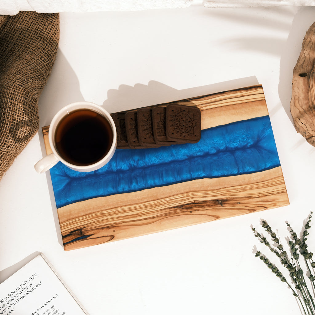 Blue Resin River Olive Wood Serving Board - view 4