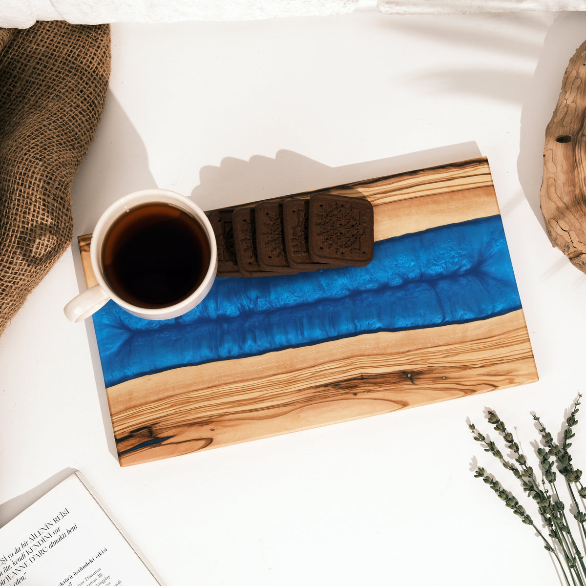 Blue Resin River Olive Wood Serving Board - view 4