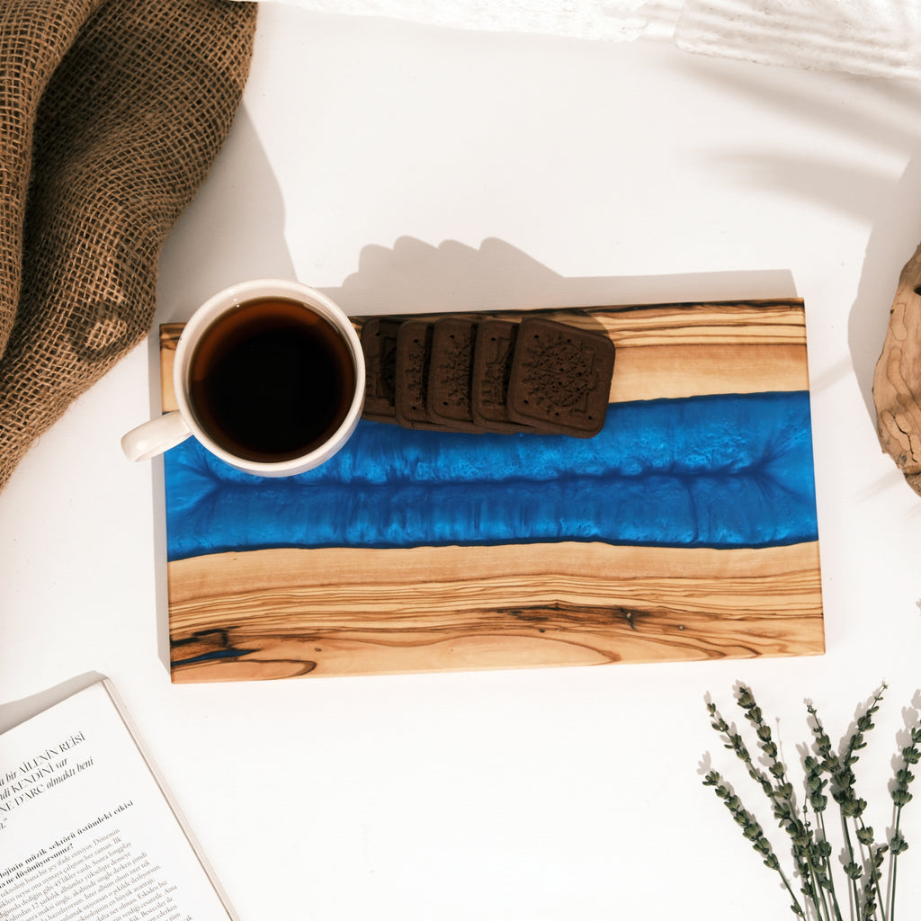 Blue Resin River Olive Wood Serving Board - view 5