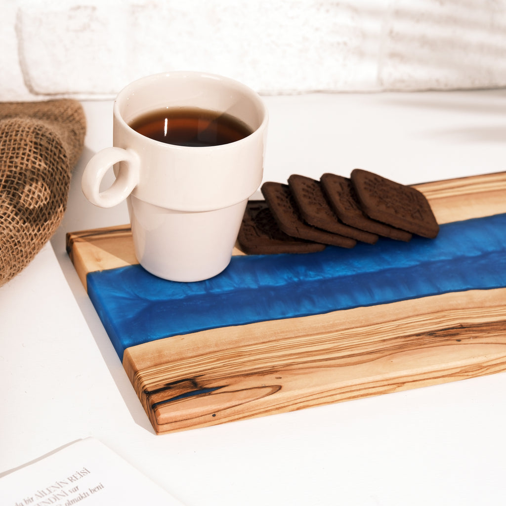Blue Resin River Olive Wood Serving Board - view 6