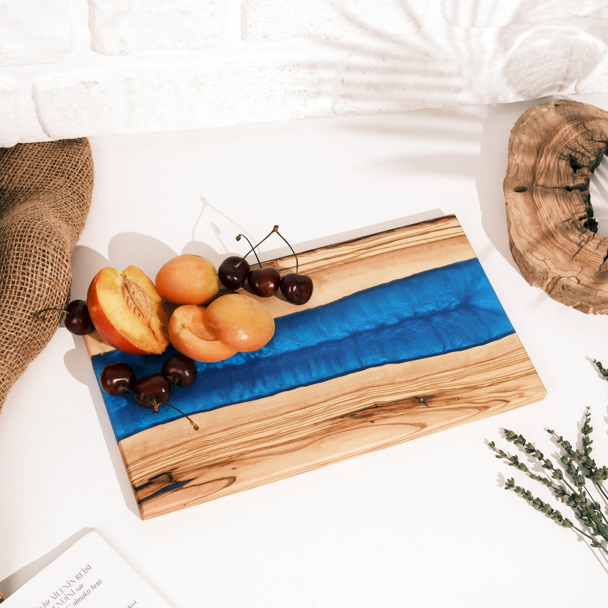 Blue Resin River Olive Wood Serving Board - view 11