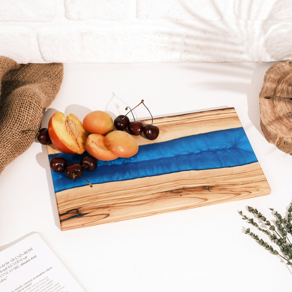Blue Resin River Olive Wood Serving Board - view 12