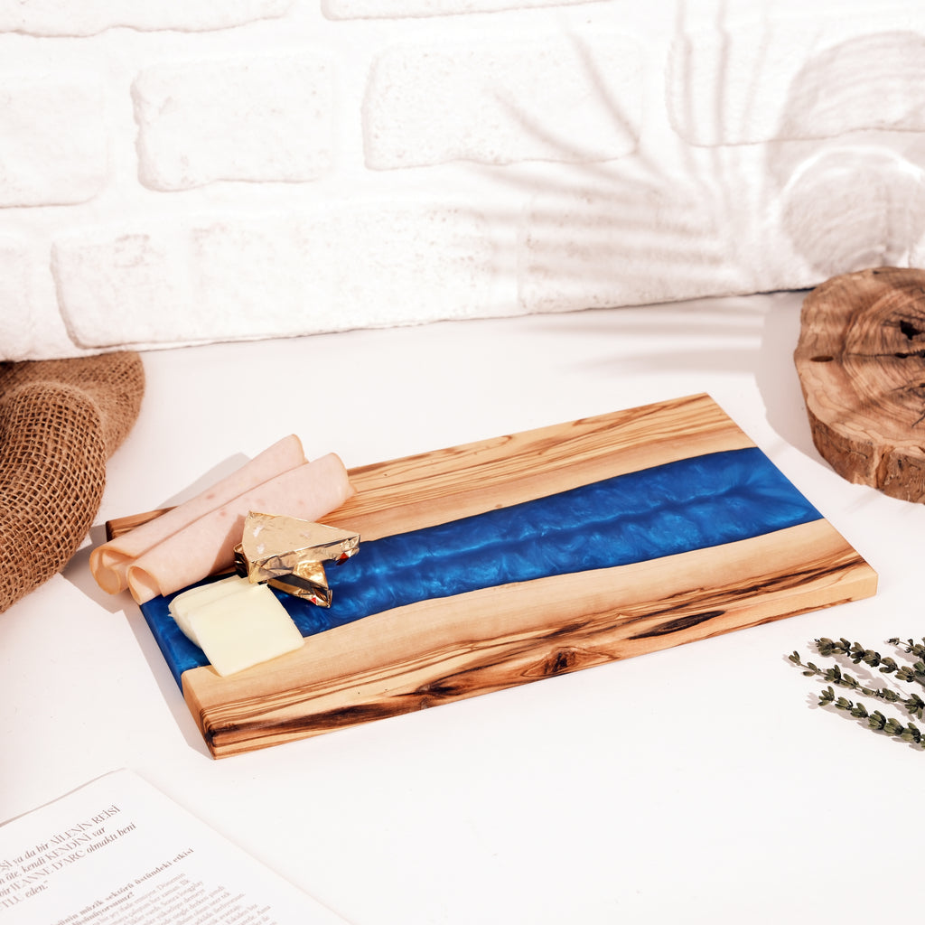 Blue Resin River Olive Wood Serving Board - view 13