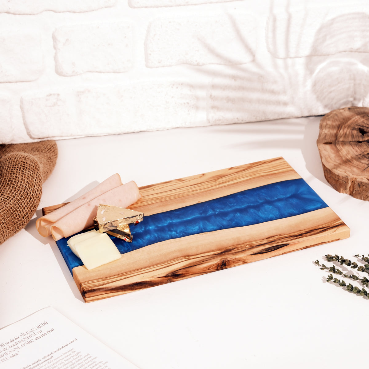 Blue Resin River Olive Wood Serving Board - view 13