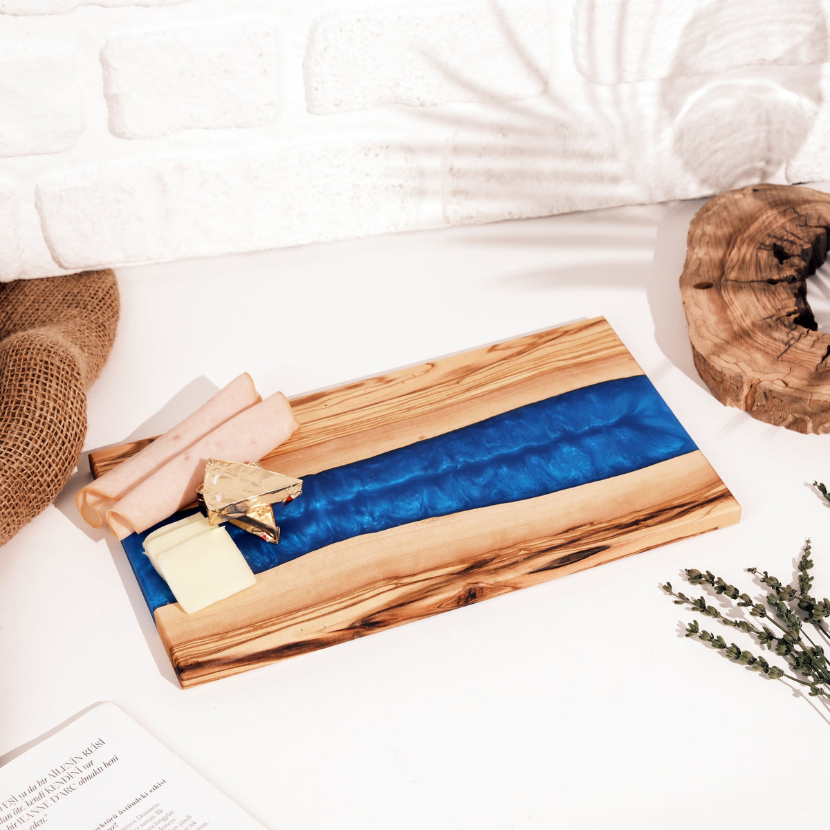 Blue Resin River Olive Wood Serving Board - view 14