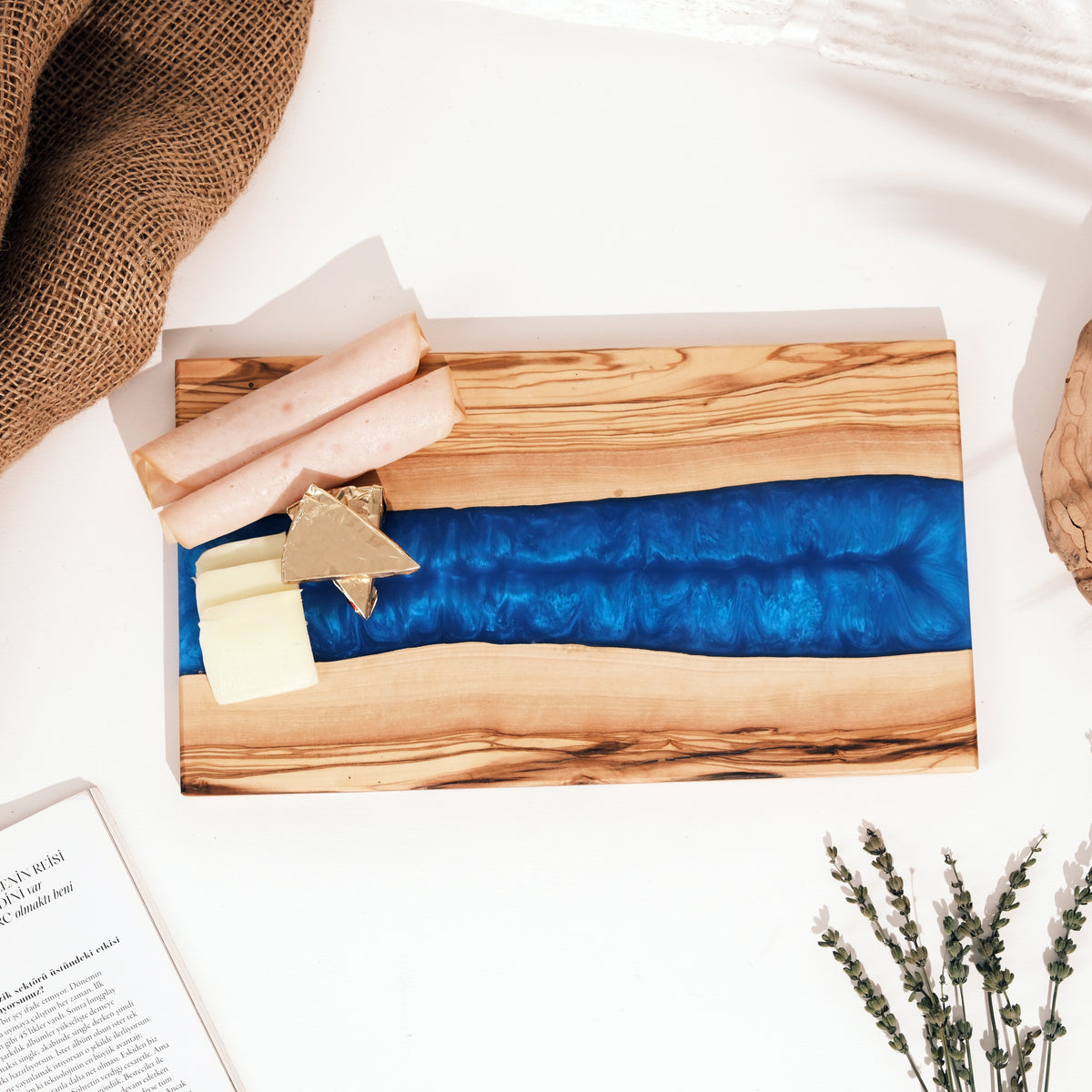 Blue Resin River Olive Wood Serving Board - view 17