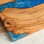 Deep Blue Swirl Resin Olive Wood Serving Board - view 5
