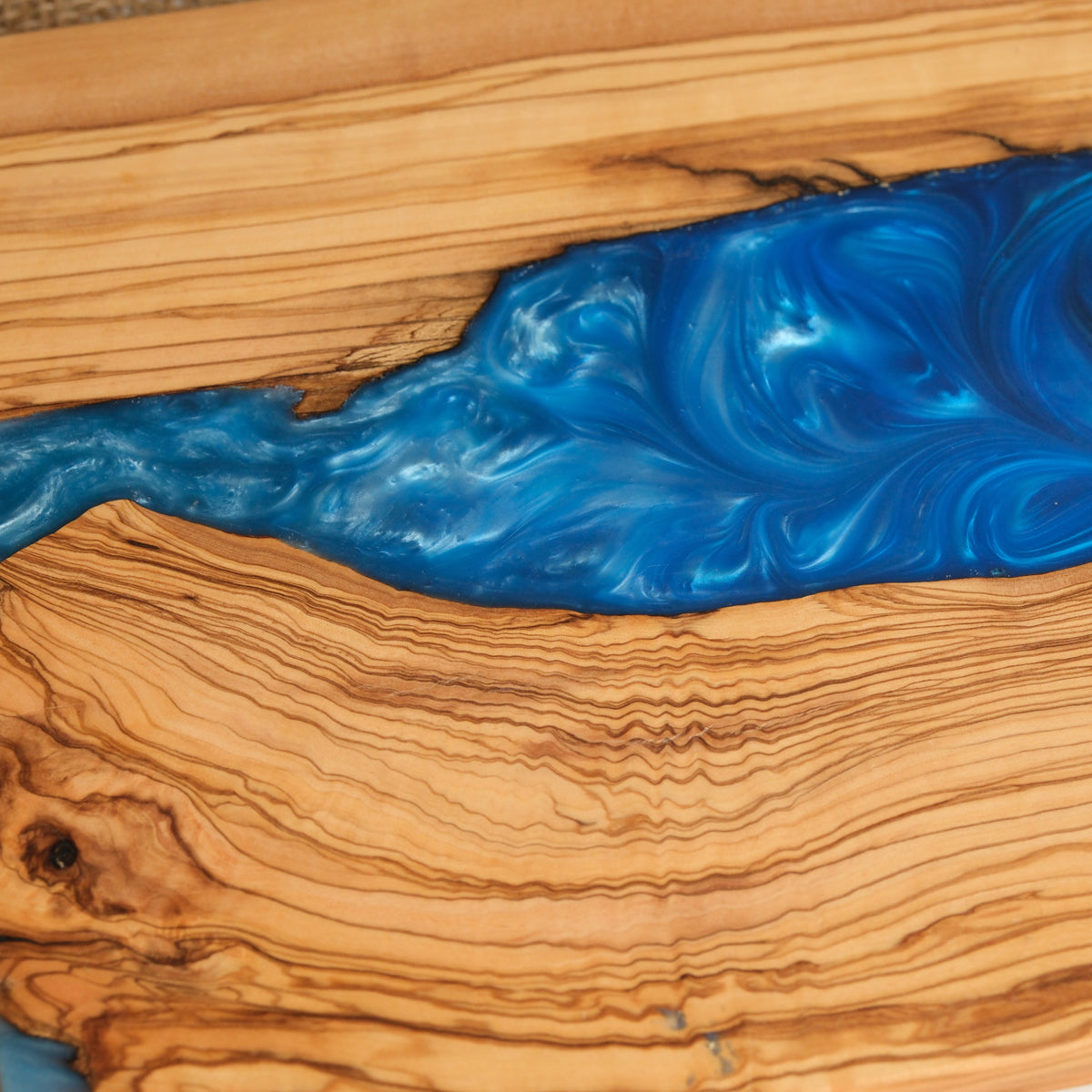Deep Blue Swirl Resin Olive Wood Serving Board - view 7