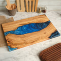 Deep Blue Swirl Resin Olive Wood Serving Board - view 8