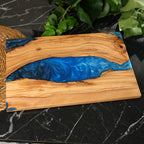 Deep Blue Swirl Resin Olive Wood Serving Board - view 9