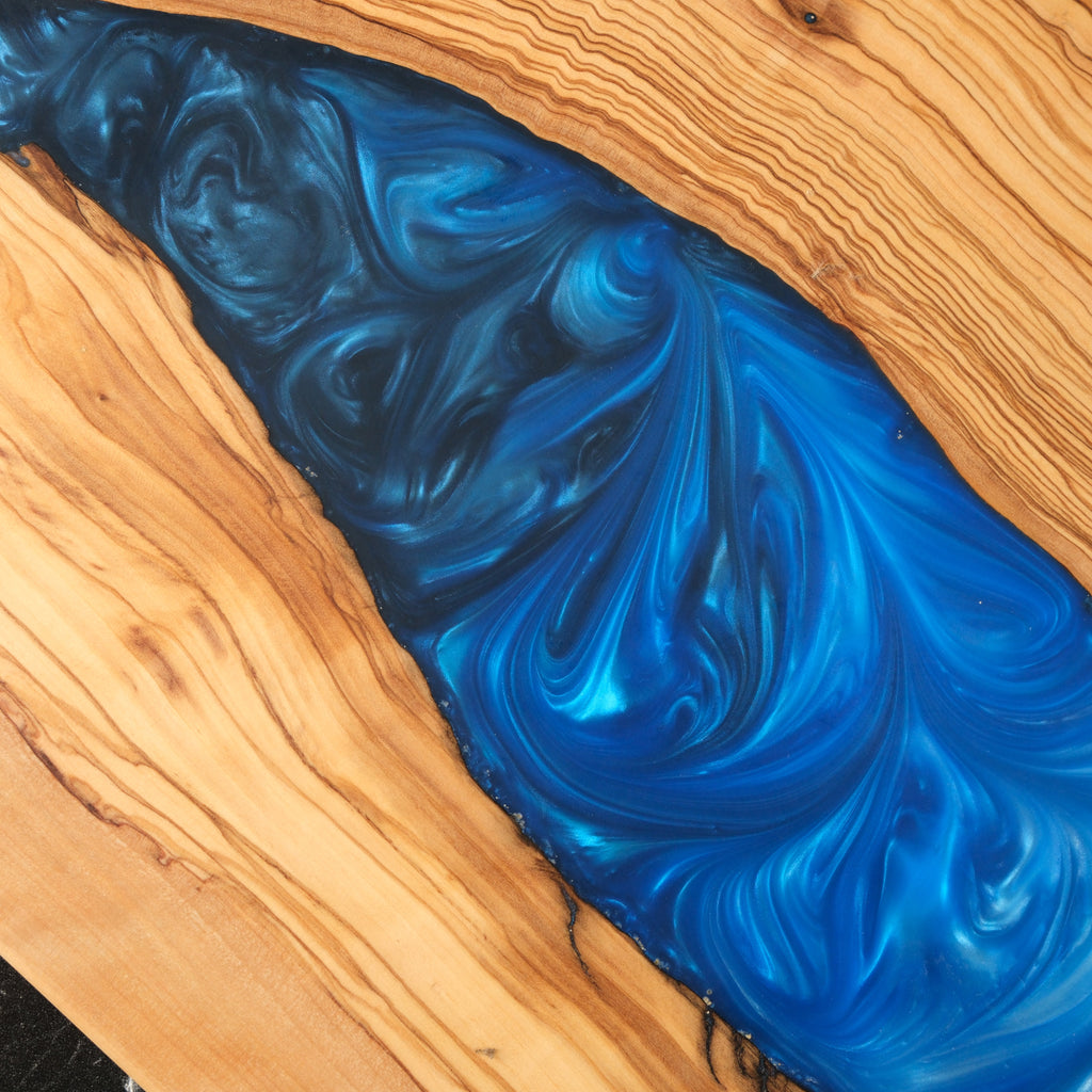 Deep Blue Swirl Resin Olive Wood Serving Board - view 10