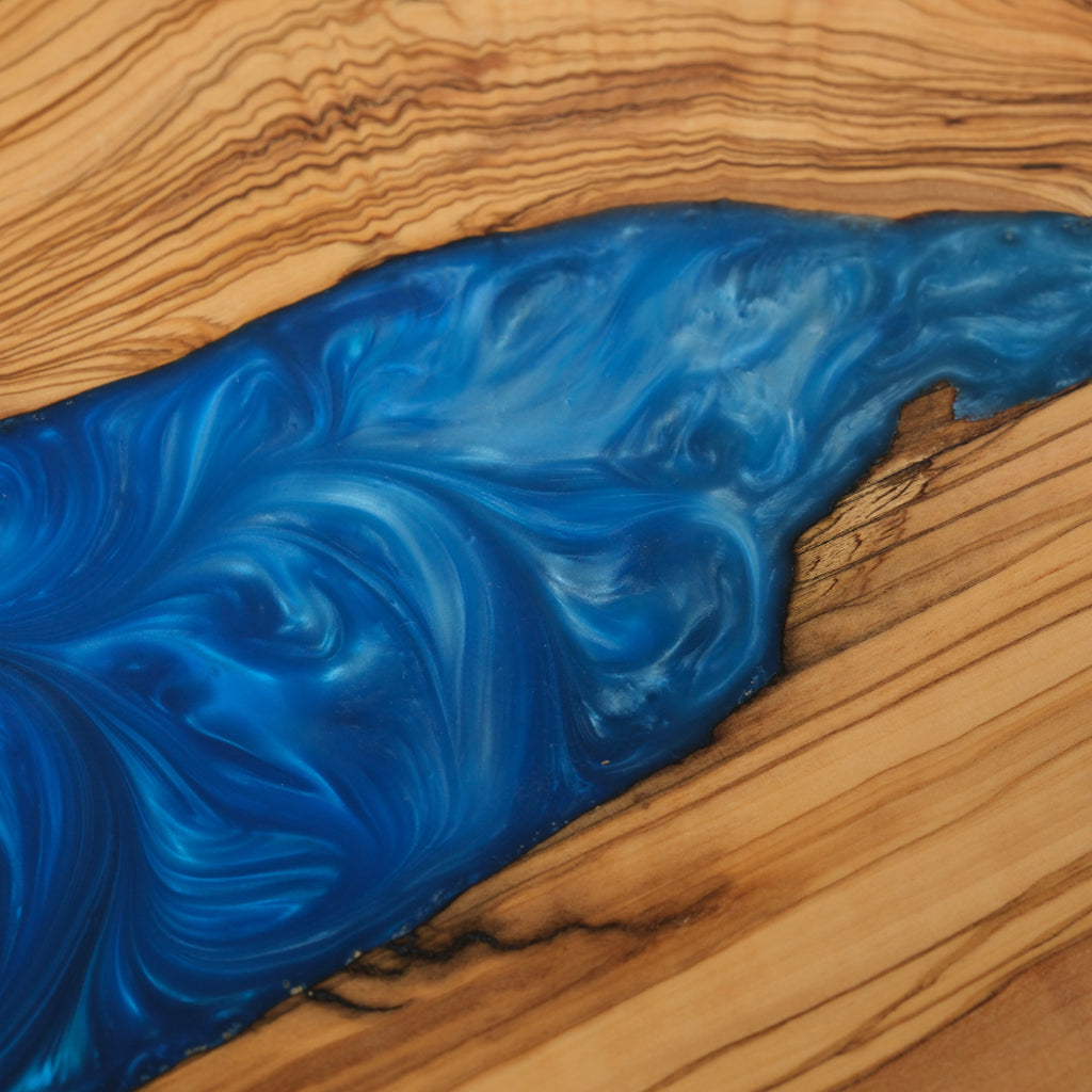 Deep Blue Swirl Resin Olive Wood Serving Board - view 11