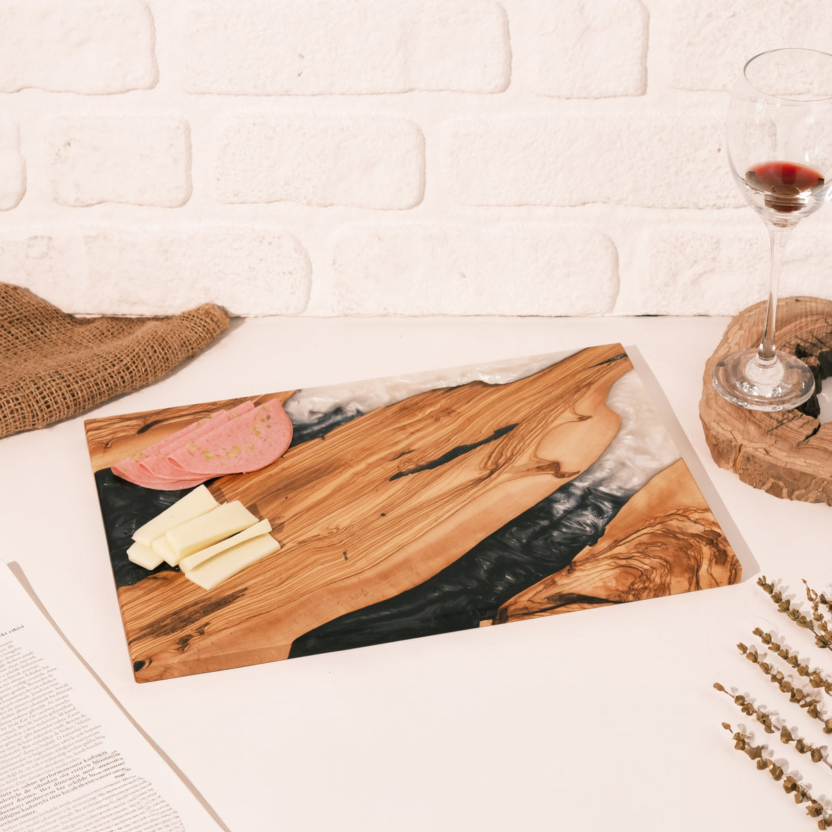 Black & White Resin Olive Wood Serving Board - view 4