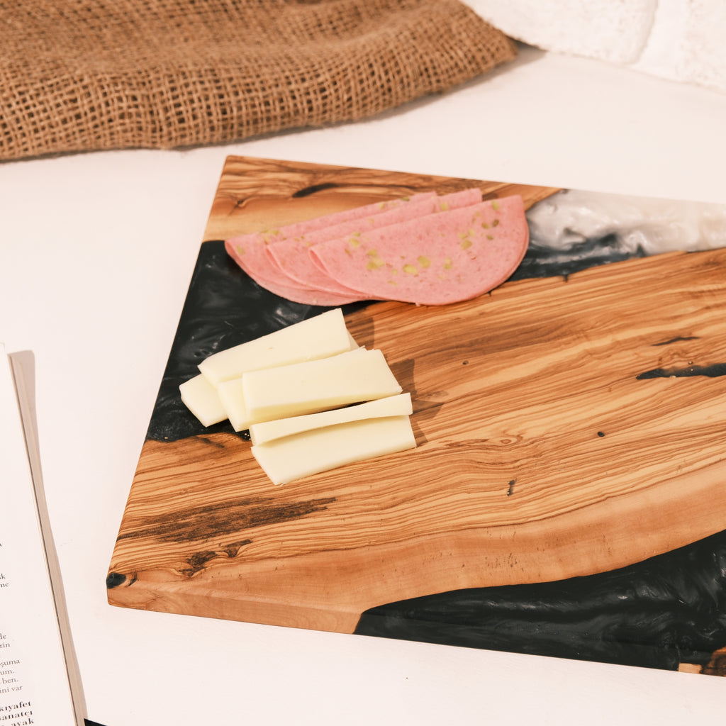 Black & White Resin Olive Wood Serving Board - view 5