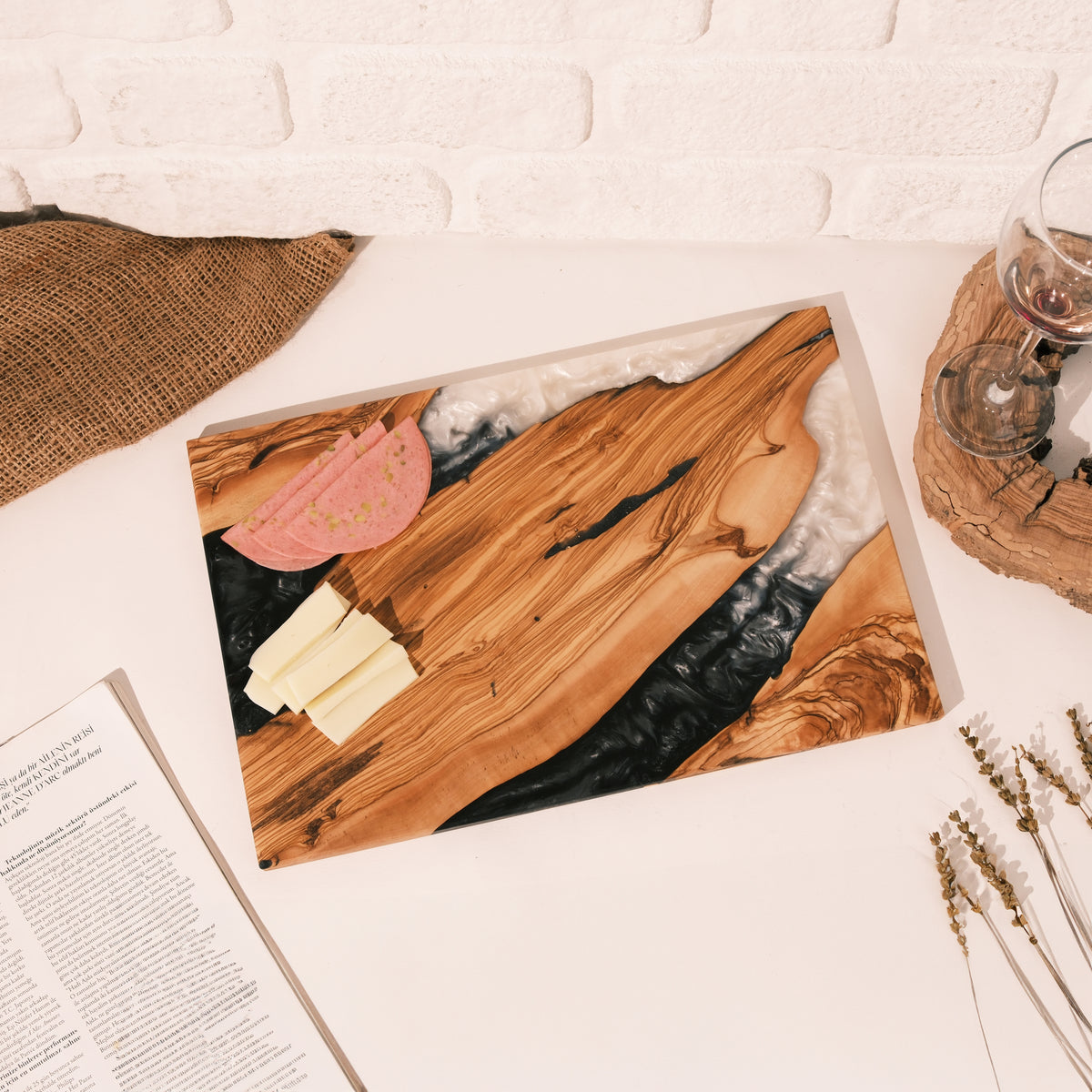 Black & White Resin Olive Wood Serving Board - view 6