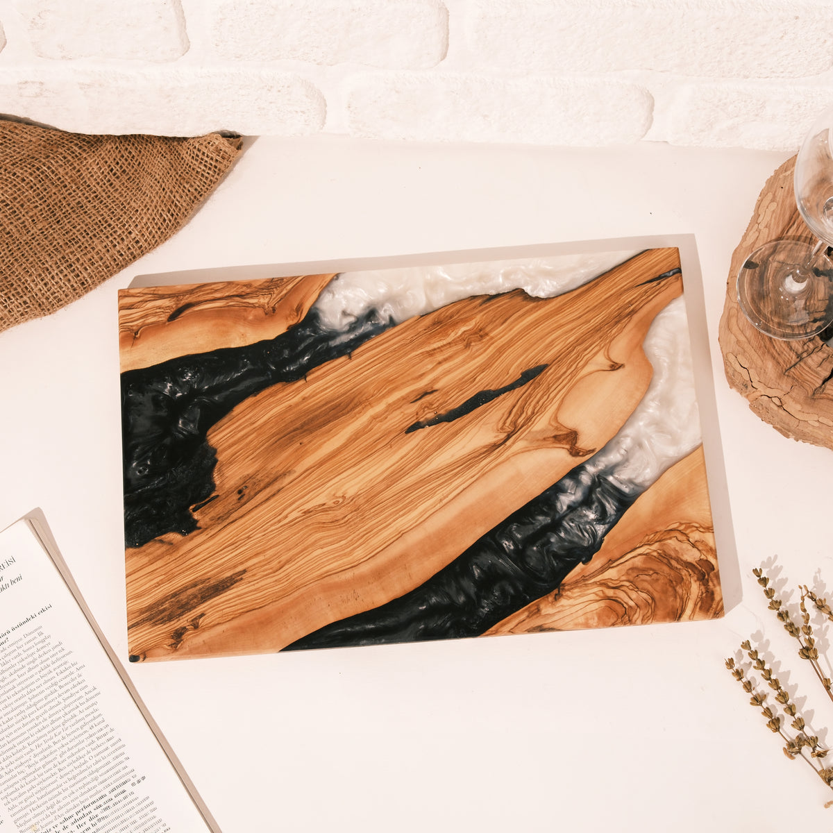 Black & White Resin Olive Wood Serving Board - view 10