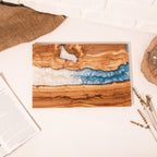 Turquoise & White Resin Olive Wood Serving Board - view 4