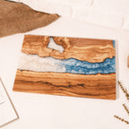 Turquoise & White Resin Olive Wood Serving Board - view 5
