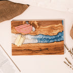 Turquoise & White Resin Olive Wood Serving Board - view 6