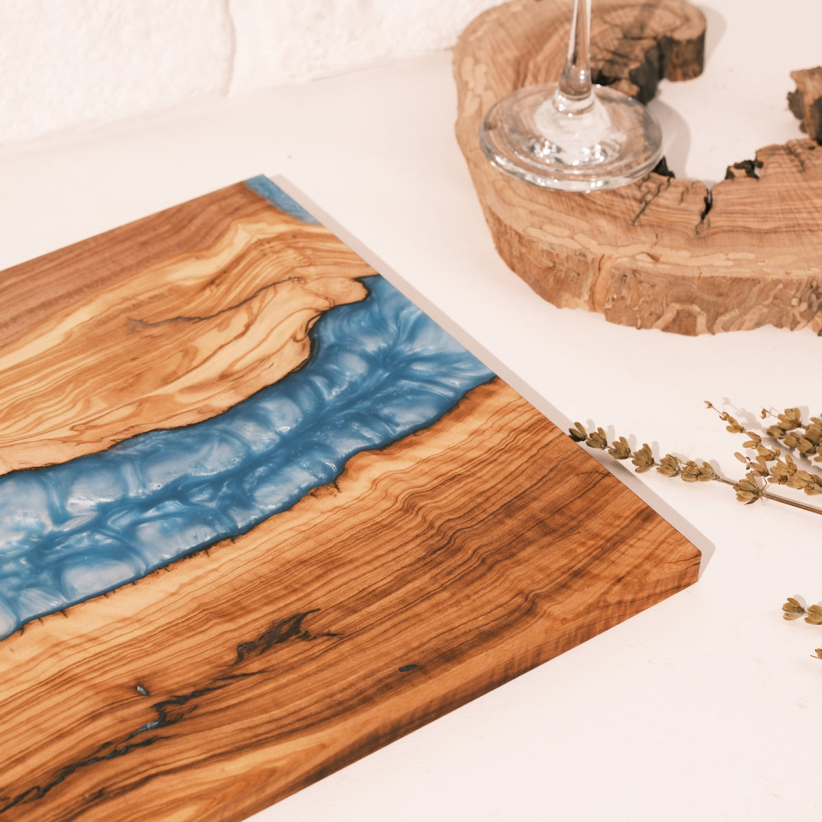 Turquoise & White Resin Olive Wood Serving Board - view 10