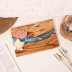 Turquoise & Gray Resin Olive Wood Serving Board - main view