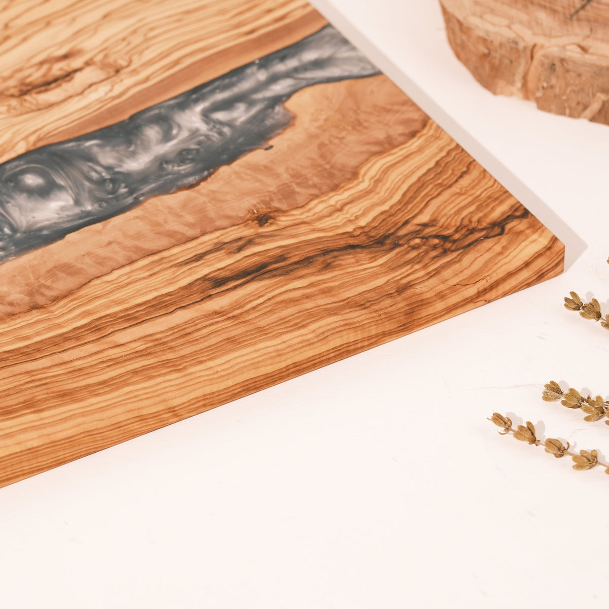 Turquoise & Gray Resin Olive Wood Serving Board - view 4