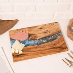 Turquoise & Gray Resin Olive Wood Serving Board - view 5