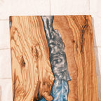 Turquoise & Gray Resin Olive Wood Serving Board - view 10