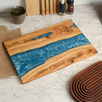 Personalized Turquoise Resin Olive Wood Serving Board - view 5