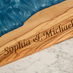Personalized Turquoise Resin Olive Wood Serving Board - view 8