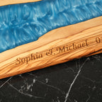 Personalized Turquoise Resin Olive Wood Serving Board - view 10