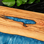 Personalized Turquoise Resin Olive Wood Serving Board - view 13