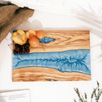 Turquoise Resin River Olive Wood Serving Board - view 4