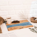 Turquoise Resin River Olive Wood Serving Board - view 8