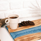 Turquoise Resin River Olive Wood Serving Board - view 10