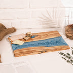 Turquoise Resin River Olive Wood Serving Board - view 12