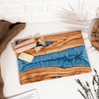 Turquoise Resin River Olive Wood Serving Board - view 14