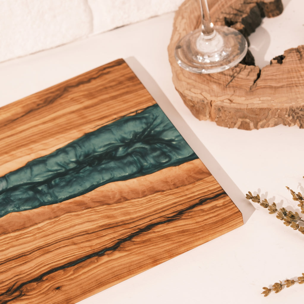 Green & White Resin Olive Wood Serving Board - view 5
