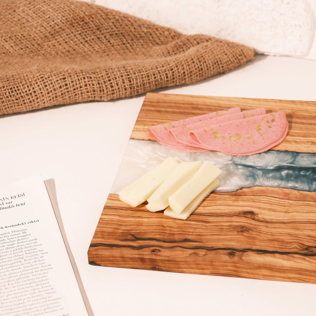 Green & White Resin Olive Wood Serving Board - view 6