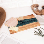 Emerald Green Resin River Olive Wood Serving Board - view 2