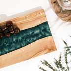 Emerald Green Resin River Olive Wood Serving Board - view 15