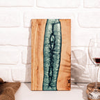 Emerald Green Resin River Olive Wood Serving Board - view 17