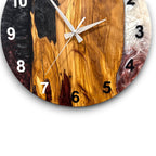 Burgundy, Black & White Olive Wood Resin Wall Clock - main view