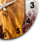 Burgundy, Black & White Olive Wood Resin Wall Clock - view 2