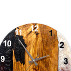 Burgundy, Black & White Olive Wood Resin Wall Clock - view 5