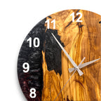 Burgundy, Black & White Olive Wood Resin Wall Clock - view 6