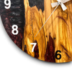 Burgundy, Black & White Olive Wood Resin Wall Clock - view 9
