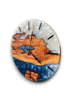 Blue & White Olive Wood Resin Wall Clock - Branch Grain Design - view 7