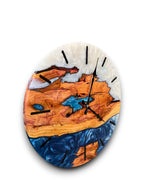 Blue & White Olive Wood Resin Wall Clock - Branch Grain Design - view 8